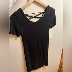 Black cotton short sleeve dress